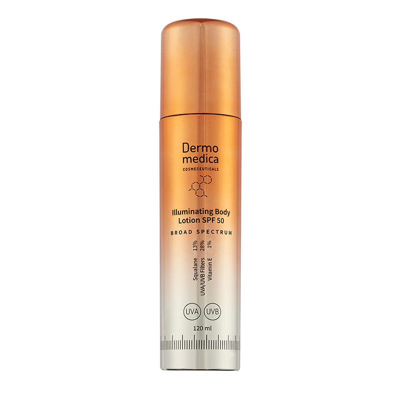 DERMOMEDICA ILLUMINATING BODY LOTION SPF 50 Rozświetlający Złoty Lotion Do Ciała SPF 50 120 ml